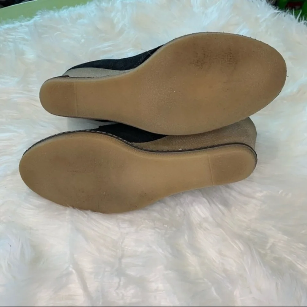 J.‎ Crew black wedge booties leather suede size 8